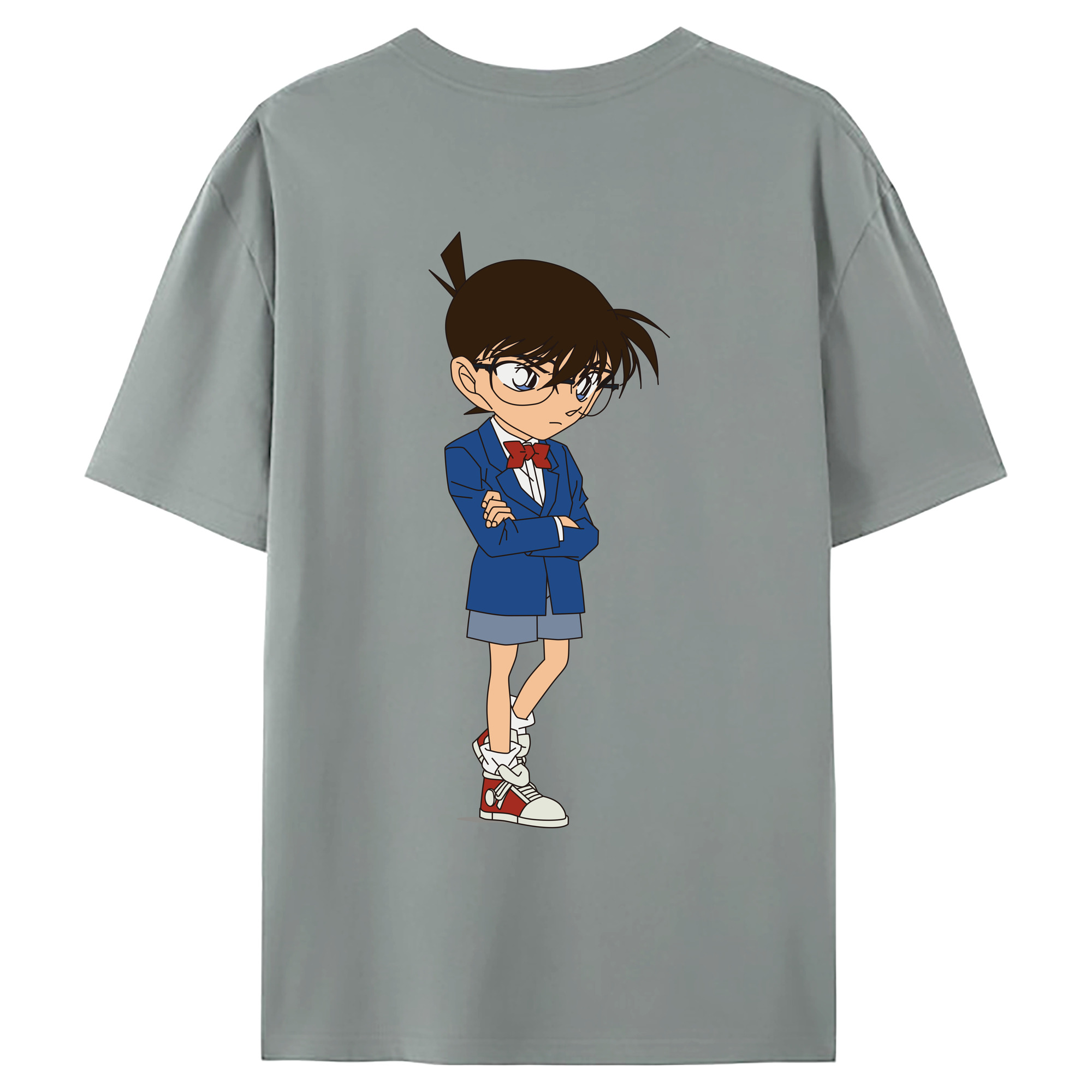 （画像用） 名探偵コナン 江戸川 コナン Detective Conan Conan Edogawa 綿100％ メンズ半袖Tシャツ（バックプリント） 通気性